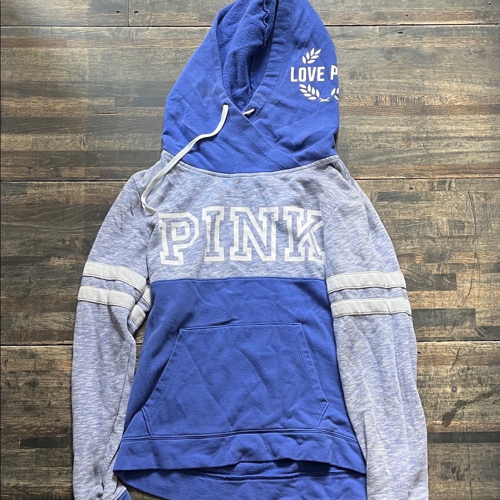 Victoria's Secret Blue Hoodie with Pink Logo